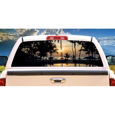 Entretenimiento Island Sunrise Rear Window Graphic Truck View Thru Vinyl Back Decal EN3263048
